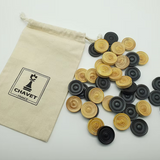 Pions de dames / backgammon en buis - Sachet tissus