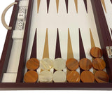 Backgammon Cuir véritable GM - Bordeaux - Renzo Romagnoli - Backgammon en cuir cadeau bel objet - Rouge et Noir