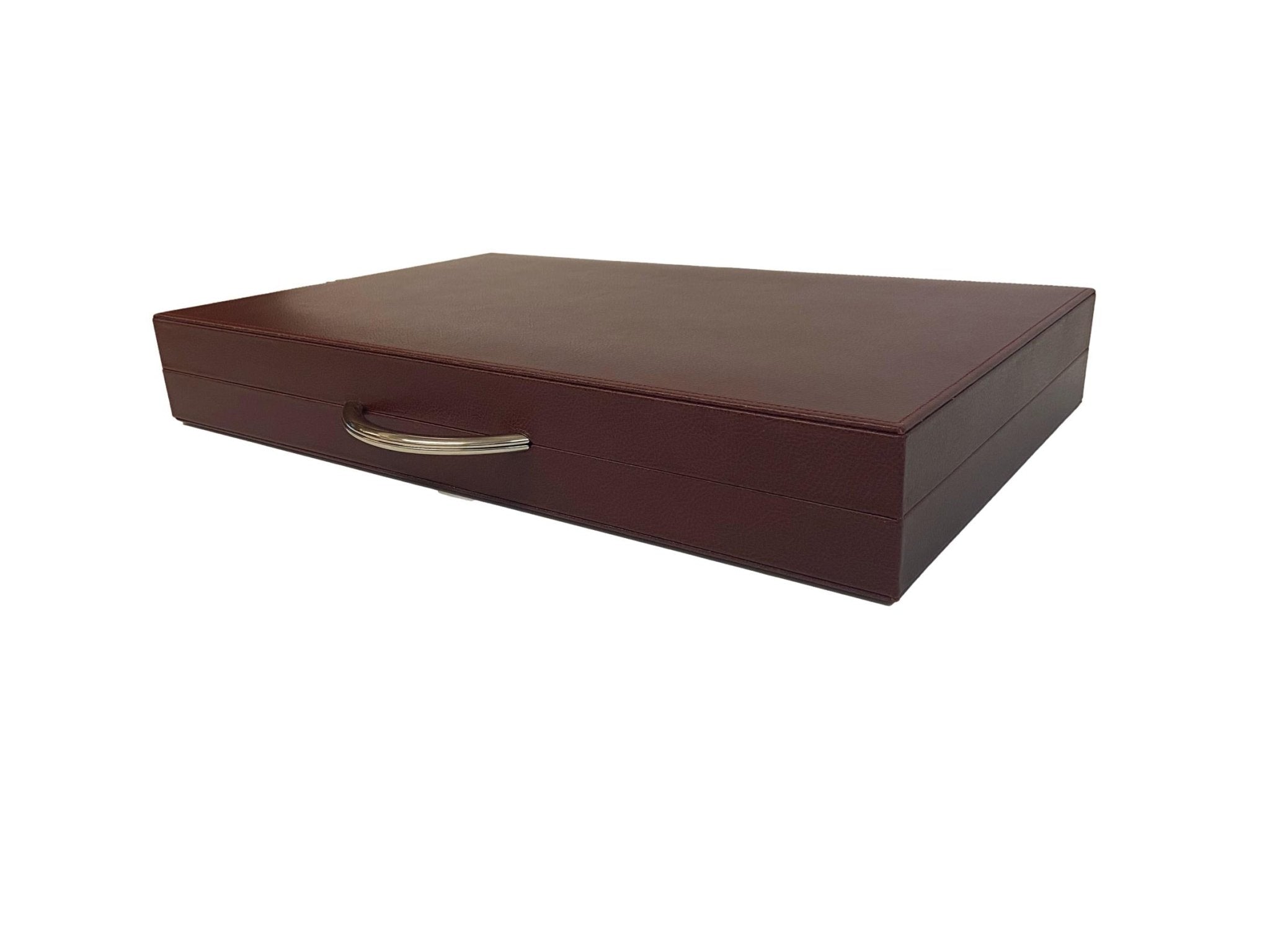 Backgammon Cuir véritable GM - Bordeaux - Renzo Romagnoli - Backgammon en cuir cadeau bel objet - Rouge et Noir