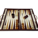Backgammon Cuir véritable GM - Bordeaux - Renzo Romagnoli - Backgammon en cuir cadeau bel objet - Rouge et Noir