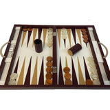Backgammon Cuir véritable GM - Bordeaux - Renzo Romagnoli - Backgammon en cuir cadeau bel objet - Rouge et Noir