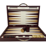 Backgammon Cuir véritable GM - Bordeaux - Renzo Romagnoli - Backgammon en cuir cadeau bel objet - Rouge et Noir