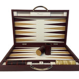 Backgammon Cuir véritable GM - Bordeaux - Renzo Romagnoli - Backgammon en cuir cadeau bel objet - Rouge et Noir