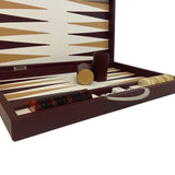 Backgammon Cuir véritable GM - Bordeaux - Renzo Romagnoli - Backgammon en cuir cadeau bel objet - Rouge et Noir