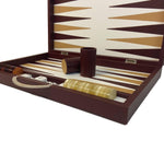 Backgammon Cuir véritable GM - Bordeaux - Renzo Romagnoli - Backgammon en cuir cadeau bel objet - Rouge et Noir