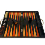 Backgammon Cuir véritable GM - Noir Ancien - Renzo Romagnoli - Backgammon en cuir cadeau bel objet - Rouge et Noir