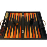 Backgammon Cuir véritable GM - Noir Ancien - Renzo Romagnoli - Backgammon en cuir cadeau bel objet - Rouge et Noir