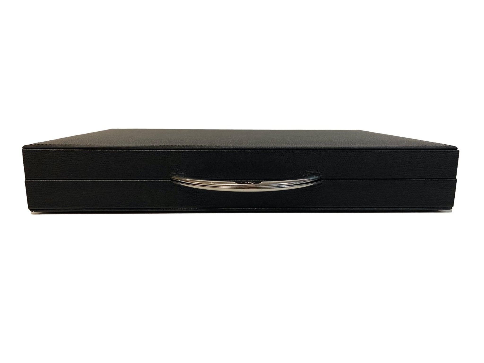 Backgammon Cuir véritable GM - Noir Ancien - Renzo Romagnoli - Backgammon en cuir cadeau bel objet - Rouge et Noir
