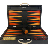 Backgammon Cuir véritable GM - Noir Ancien - Renzo Romagnoli - Backgammon en cuir cadeau bel objet - Rouge et Noir