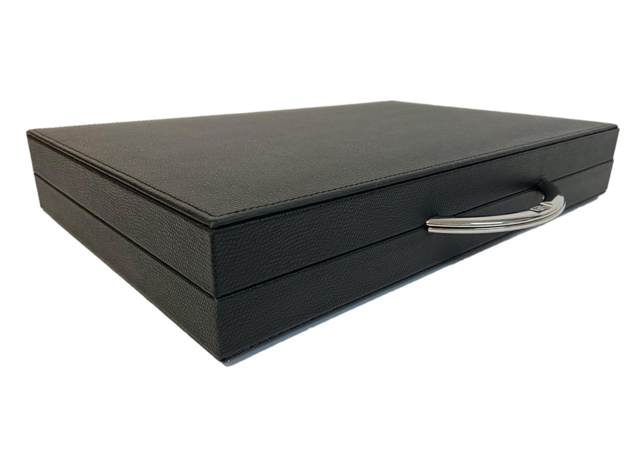 Backgammon Cuir véritable GM - Noir Ancien - Renzo Romagnoli - Backgammon en cuir cadeau bel objet - Rouge et Noir