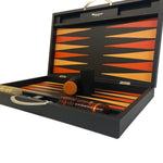 Backgammon Cuir véritable GM - Noir Ancien - Renzo Romagnoli - Backgammon en cuir cadeau bel objet - Rouge et Noir