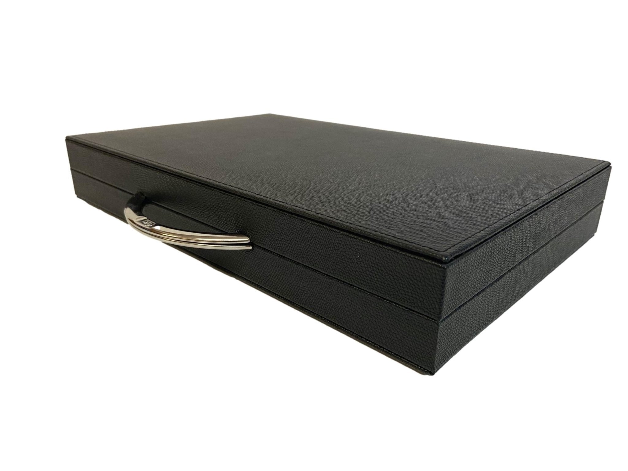 Backgammon Cuir véritable GM - Noir / Orange - Renzo Romagnoli - Backgammon en cuir cadeau bel objet - Rouge et Noir