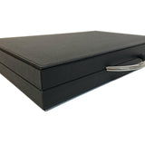 Backgammon Cuir véritable GM - Noir / Orange - Renzo Romagnoli - Backgammon en cuir cadeau bel objet - Rouge et Noir