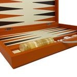 Backgammon Cuir véritable GM - Orange - Renzo Romagnoli - Backgammon en cuir - Rouge et Noir