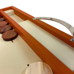 Backgammon Cuir véritable GM - Orange - Renzo Romagnoli - Backgammon en cuir - Rouge et Noir