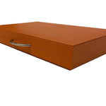 Backgammon Cuir véritable GM - Orange - Renzo Romagnoli - Backgammon en cuir - Rouge et Noir