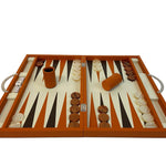 Backgammon Cuir véritable GM - Orange - Renzo Romagnoli - Backgammon en cuir - Rouge et Noir