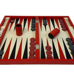 Backgammon Cuir véritable GM - Rouge - Renzo Romagnoli - Backgammon en cuir - Rouge et Noir