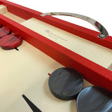 Backgammon Cuir véritable GM - Rouge - Renzo Romagnoli - Backgammon en cuir - Rouge et Noir