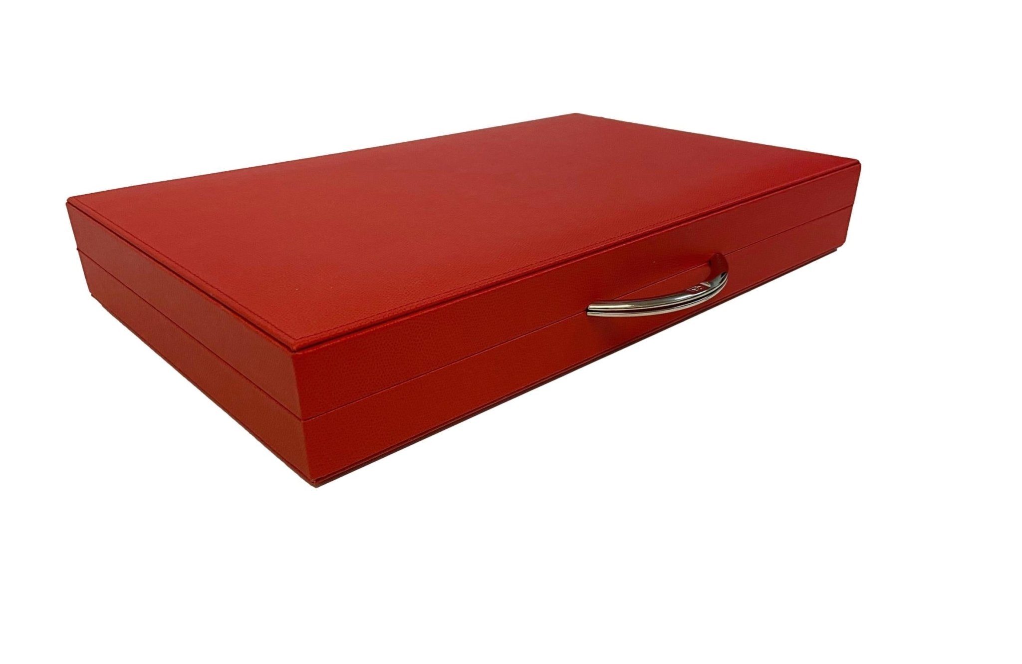 Backgammon Cuir véritable GM - Rouge - Renzo Romagnoli - Backgammon en cuir - Rouge et Noir