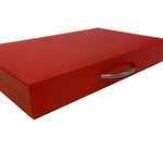 Backgammon Cuir véritable GM - Rouge - Renzo Romagnoli - Backgammon en cuir - Rouge et Noir