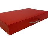 Backgammon Cuir véritable GM - Rouge - Renzo Romagnoli - Backgammon en cuir - Rouge et Noir