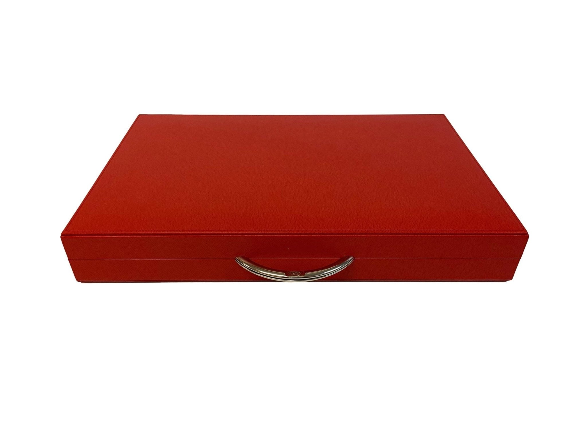 Backgammon Cuir véritable GM - Rouge - Renzo Romagnoli - Backgammon en cuir - Rouge et Noir