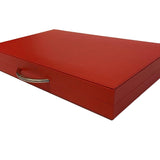 Backgammon Cuir véritable GM - Rouge - Renzo Romagnoli - Backgammon en cuir - Rouge et Noir