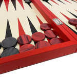 Backgammon Cuir véritable GM - Rouge - Renzo Romagnoli - Backgammon en cuir - Rouge et Noir
