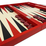 Backgammon Cuir véritable GM - Rouge - Renzo Romagnoli - Backgammon en cuir - Rouge et Noir