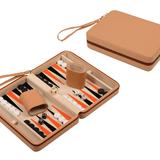 Backgammon de voyage magnétique - Sacoche cuir vegan - Backgammon en cuir vegan de voyage magnétique - Rouge et Noir