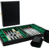 Backgammon de voyage magnétique - Vinyle noir - Backgammon de voyage - Rouge et Noir