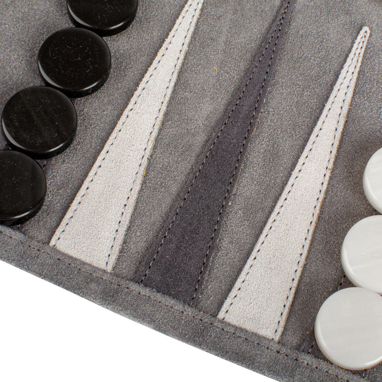 Backgammon de voyage - Roulable - Cuir Gris - Backgammon en cuir de voyage - Rouge et Noir