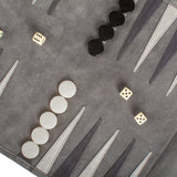 Backgammon de voyage - Roulable - Cuir Gris - Backgammon en cuir de voyage - Rouge et Noir