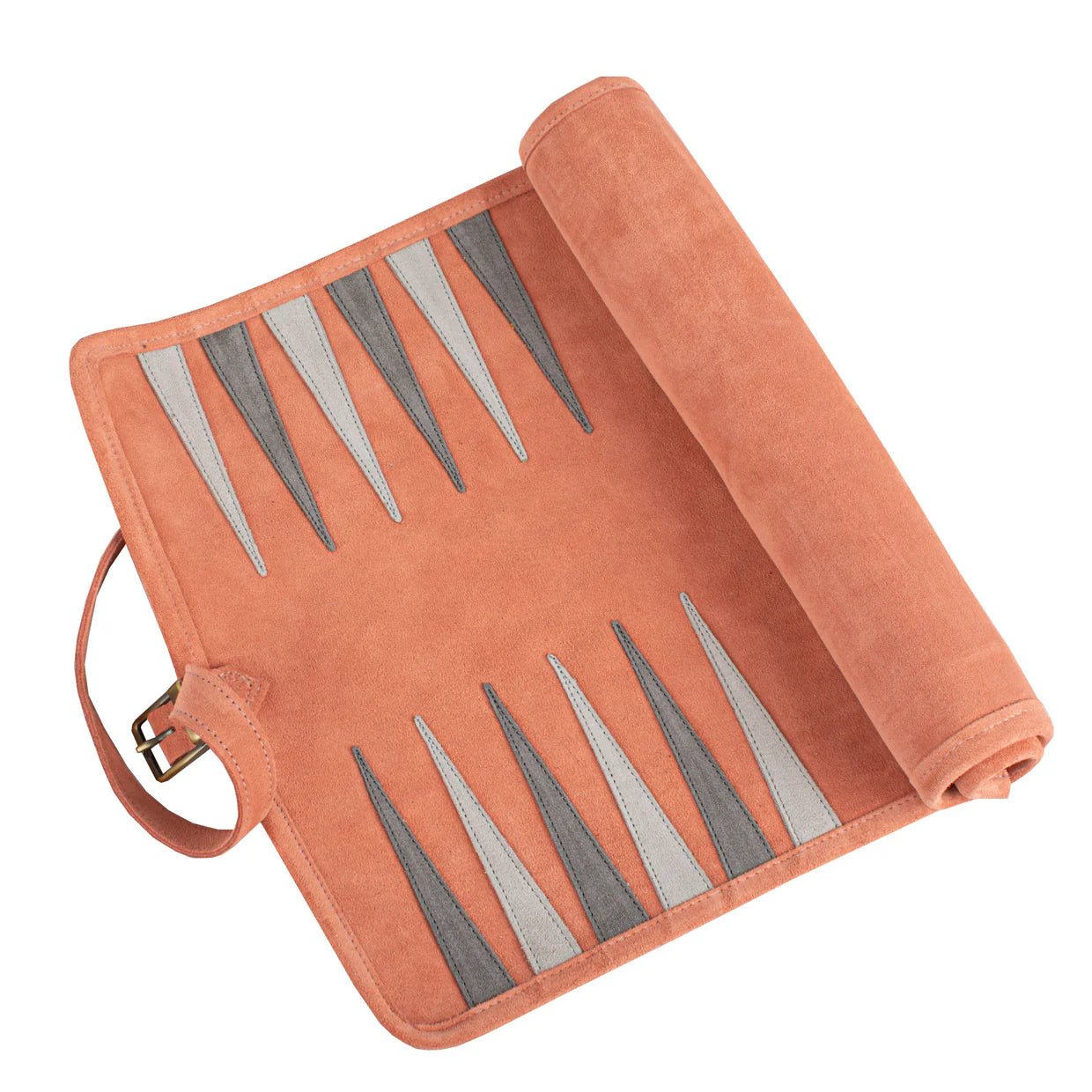 Backgammon de voyage - Roulable - Cuir Rose - Backgammon en cuir de voyage - Rouge et Noir