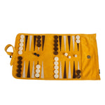Backgammon de voyage - Roulable - Cuir Velours - Jaune - Backgammon en cuir de voyage - Rouge et Noir