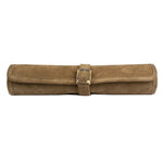 Backgammon de voyage - Roulable - Cuir Velours - Kaki - Backgammon en cuir de voyage - Rouge et Noir