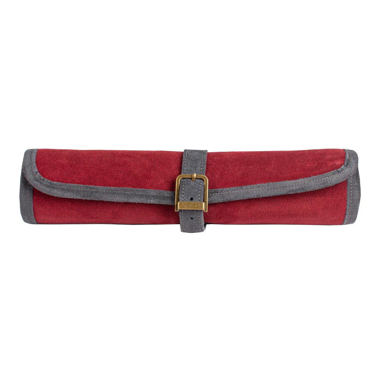 Backgammon de voyage - Roulable - Cuir Velours - Rouge - Backgammon en cuir de voyage - Rouge et Noir