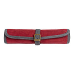 Backgammon de voyage - Roulable - Cuir Velours - Rouge - Backgammon en cuir de voyage - Rouge et Noir