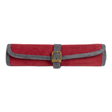 Backgammon de voyage - Roulable - Cuir Velours - Rouge - Backgammon en cuir de voyage - Rouge et Noir