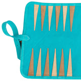 Backgammon de voyage - Roulable - Cuir Velours - Turquoise - Backgammon en cuir de voyage - Rouge et Noir