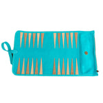 Backgammon de voyage - Roulable - Cuir Velours - Turquoise - Backgammon en cuir de voyage - Rouge et Noir