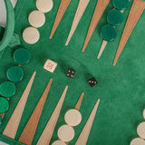 Backgammon de voyage - Roulable - Cuir Velours - Vert - Backgammon en cuir de voyage - Rouge et Noir