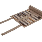 Backgammon / Echecs de voyage - Roulable - Style cuir - Magnétique - Backgammon en cuir vegan de voyage - Rouge et Noir