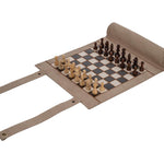Backgammon / Echecs de voyage - Roulable - Style cuir - Magnétique - Backgammon en cuir vegan de voyage - Rouge et Noir