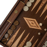 Backgammon en bois de wengé et loupe de noyer - Backgammon en bois imprimé - Rouge et Noir