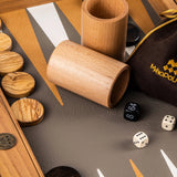 Backgammon en Bois et Cuir Vegan - Autruche - Backgammon en bois marqueté et cuir vegan cadeau adulte - Rouge et Noir