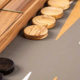 Backgammon en Bois et Cuir Vegan - Autruche - Backgammon en bois marqueté et cuir vegan cadeau adulte - Rouge et Noir