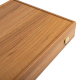 Backgammon en Bois et Cuir Vegan - Framboise - Backgammon en bois marqueté et cuir vegan cadeau adulte - Rouge et Noir