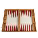 Backgammon en Bois et Cuir Vegan - Framboise - Backgammon en bois marqueté et cuir vegan cadeau adulte - Rouge et Noir
